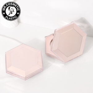 10g Hexagon Shape Empty Plastic Compact Powder Case Single Layer Mirror Makeup Packaging Foundation Recyclable Cosmetic