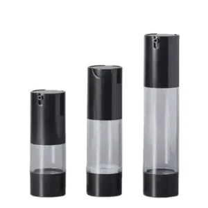 Empty Airless Pump Jar 15m-30ml-50ml Black Cap for Liquid, Serum and Cream